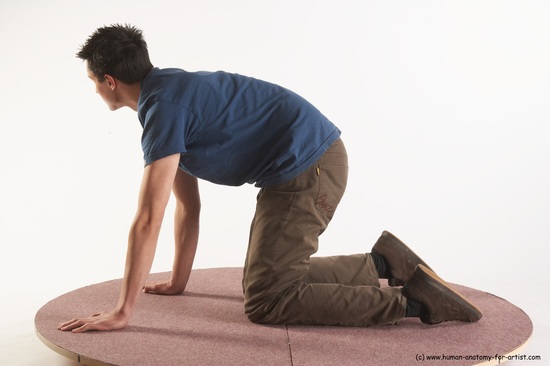 Casual Man White Sitting poses - simple Slim Short Brown Sitting poses - ALL Academic