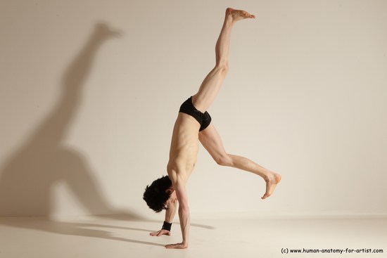 Underwear Gymnastic poses Man White Athletic Short Black Dancing Dynamic poses Academic