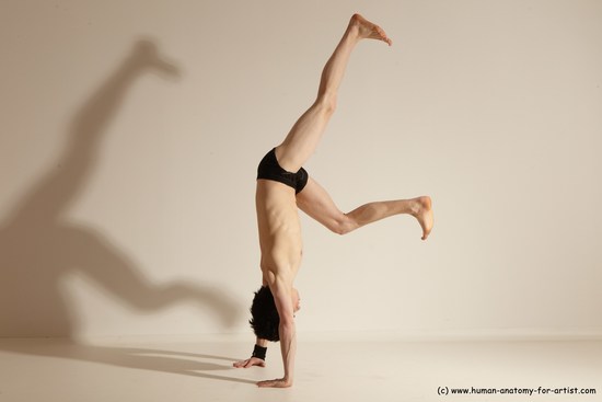 Underwear Gymnastic poses Man White Athletic Short Black Dancing Dynamic poses Academic