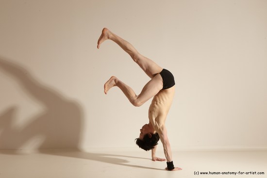 Underwear Gymnastic poses Man White Athletic Short Black Dancing Dynamic poses Academic