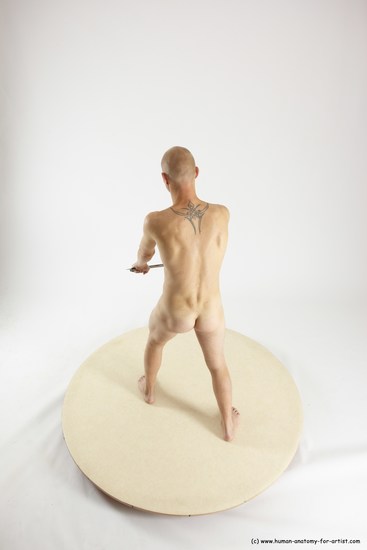 Nude Fighting with knife Man White Standing poses - ALL Slim Bald Standing poses - simple Multi angles poses Realistic