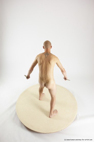 Nude Fighting with knife Man White Standing poses - ALL Slim Bald Standing poses - simple Multi angles poses Realistic