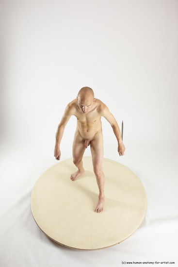 Nude Fighting with knife Man White Standing poses - ALL Slim Bald Standing poses - simple Multi angles poses Realistic