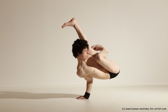 Underwear Gymnastic poses Man White Athletic Short Black Dancing Dynamic poses Academic