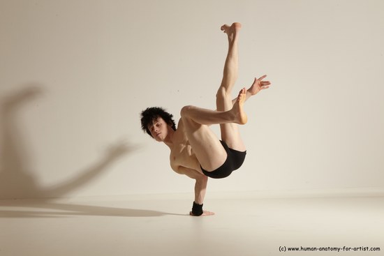 Underwear Gymnastic poses Man White Athletic Short Black Dancing Dynamic poses Academic