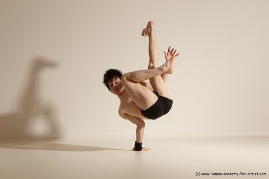 Underwear Gymnastic poses Man White Athletic Short Black Dancing Dynamic poses Academic