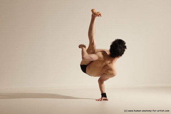 Underwear Gymnastic poses Man White Athletic Short Black Dancing Dynamic poses Academic