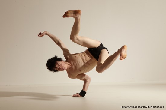 Underwear Gymnastic poses Man White Athletic Short Black Dancing Dynamic poses Academic