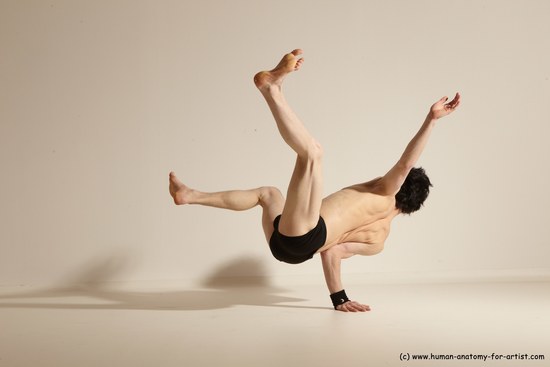 Underwear Gymnastic poses Man White Athletic Short Black Dancing Dynamic poses Academic