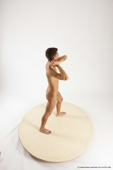 Nude Man White Standing poses - ALL Athletic Short Brown Standing poses - simple Multi angles poses Realistic