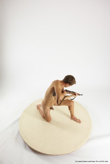 Nude Fighting with rifle Man White Standing poses - ALL Athletic Short Brown Standing poses - simple Multi angles poses Realistic