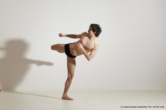 Underwear Martial art Man White Standing poses - ALL Athletic Short Brown Standing poses - simple Dynamic poses Academic