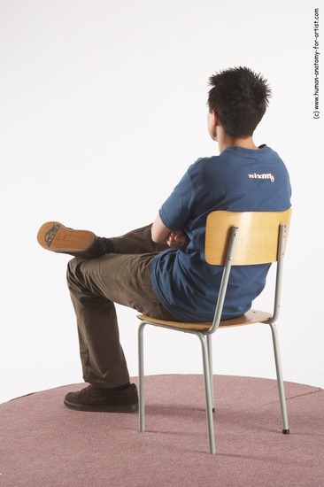 Casual Man White Sitting poses - simple Slim Short Brown Sitting poses - ALL Academic