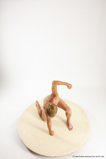 Nude Man White Kneeling poses - ALL Athletic Short Brown Kneeling poses - on one knee Multi angles poses Realistic