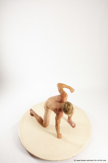 Nude Man White Kneeling poses - ALL Athletic Short Brown Kneeling poses - on one knee Multi angles poses Realistic