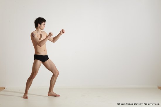 Underwear Martial art Man White Standing poses - ALL Slim Short Brown Standing poses - simple Dynamic poses Academic