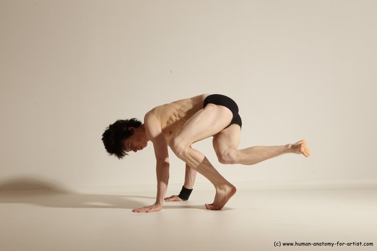 Underwear Gymnastic poses Man White Athletic Short Black Dancing Dynamic poses Academic