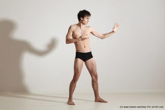 Underwear Martial art Man White Standing poses - ALL Slim Short Brown Standing poses - simple Dynamic poses Academic