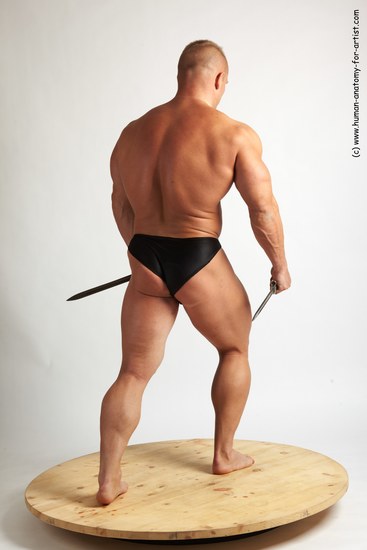 Swimsuit Fighting with axe Man White Standing poses - ALL Muscular Short Brown Standing poses - simple Academic