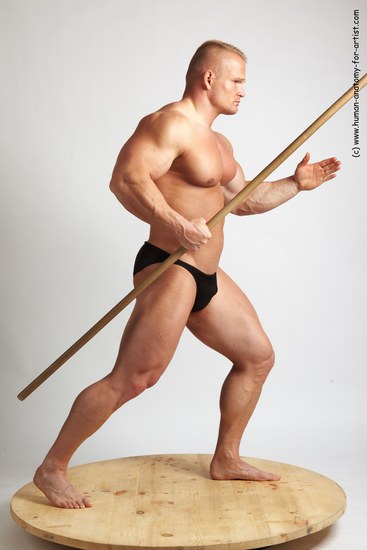 Swimsuit Fighting with axe Man White Standing poses - ALL Muscular Short Brown Standing poses - simple Academic