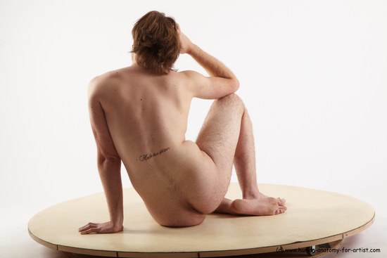 Nude Man White Sitting poses - simple Slim Medium Brown Sitting poses - ALL Realistic