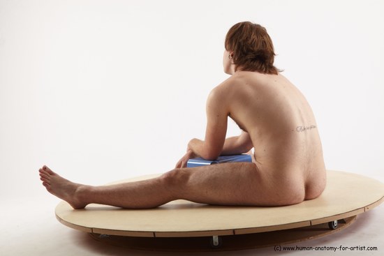 Nude Man White Sitting poses - simple Slim Medium Brown Sitting poses - ALL Realistic