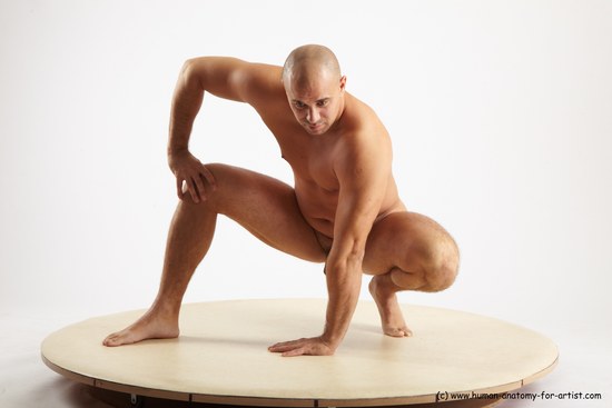 Nude Man White Laying poses - ALL Slim Bald Laying poses - on side Realistic