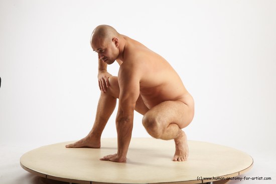 Nude Man White Laying poses - ALL Slim Bald Laying poses - on side Realistic