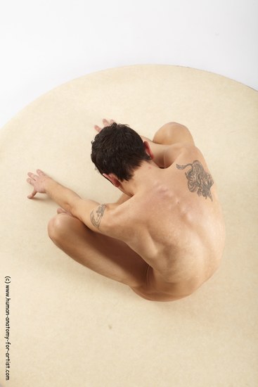 Nude Man White Sitting poses - simple Athletic Short Brown Sitting poses - ALL Realistic