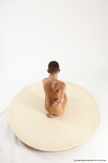 Nude Man White Kneeling poses - ALL Athletic Short Brown Kneeling poses - on one knee Multi angles poses Realistic