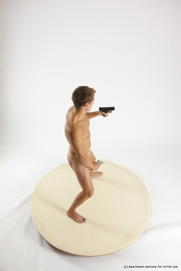 Nude Fighting with gun Man White Standing poses - ALL Athletic Short Brown Standing poses - simple Multi angles poses Realistic