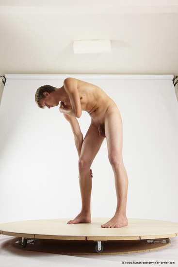 Nude Man White Standing poses - ALL Slim Short Brown Standing poses - bend over Multi angles poses Realistic