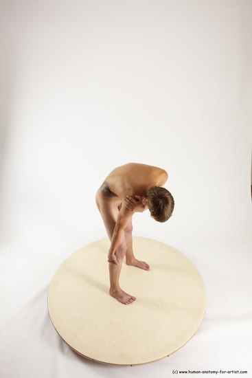 Nude Man White Standing poses - ALL Slim Short Brown Standing poses - bend over Multi angles poses Realistic