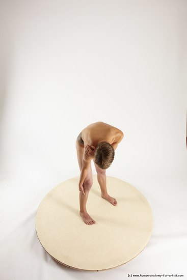 Nude Man White Standing poses - ALL Slim Short Brown Standing poses - bend over Multi angles poses Realistic