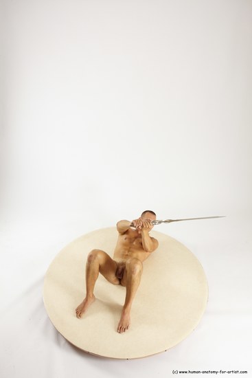 Nude Fighting with sword Man White Standing poses - ALL Slim Short Brown Standing poses - simple Multi angles poses Realistic