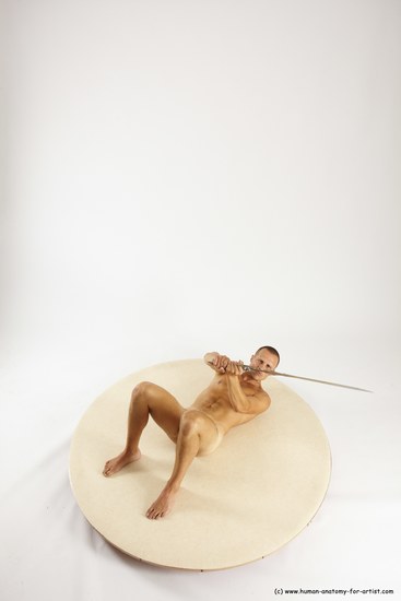 Nude Fighting with sword Man White Standing poses - ALL Slim Short Brown Standing poses - simple Multi angles poses Realistic