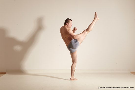 Underwear Martial art Man White Standing poses - ALL Athletic Short Brown Standing poses - simple Dynamic poses Academic