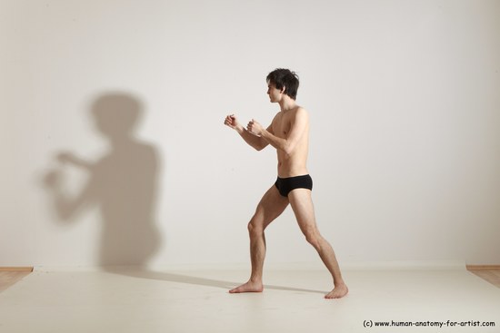 Underwear Martial art Man White Standing poses - ALL Slim Short Brown Standing poses - simple Dynamic poses Academic