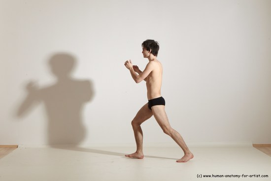 Underwear Martial art Man White Standing poses - ALL Slim Short Brown Standing poses - simple Dynamic poses Academic