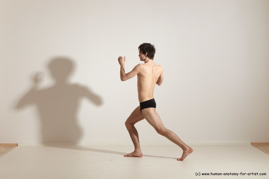 Underwear Martial art Man White Standing poses - ALL Slim Short Brown Standing poses - simple Dynamic poses Academic