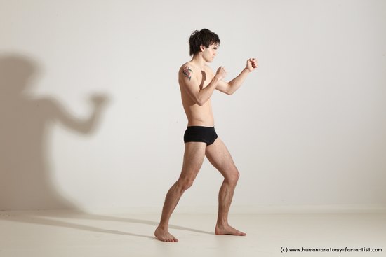 Underwear Martial art Man White Standing poses - ALL Slim Short Brown Standing poses - simple Dynamic poses Academic