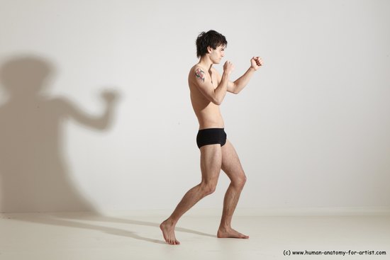 Underwear Martial art Man White Standing poses - ALL Slim Short Brown Standing poses - simple Dynamic poses Academic