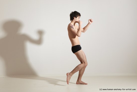 Underwear Martial art Man White Standing poses - ALL Slim Short Brown Standing poses - simple Dynamic poses Academic