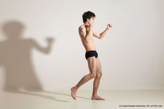 Underwear Martial art Man White Standing poses - ALL Slim Short Brown Standing poses - simple Dynamic poses Academic