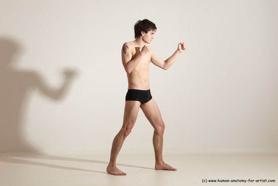 Underwear Martial art Man White Standing poses - ALL Slim Short Brown Standing poses - simple Dynamic poses Academic