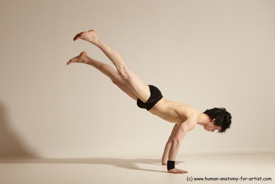 Underwear Gymnastic poses Man White Athletic Short Black Dancing Dynamic poses Academic