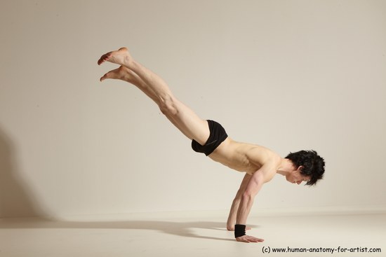 Underwear Gymnastic poses Man White Athletic Short Black Dancing Dynamic poses Academic