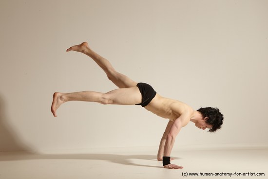 Underwear Gymnastic poses Man White Athletic Short Black Dancing Dynamic poses Academic