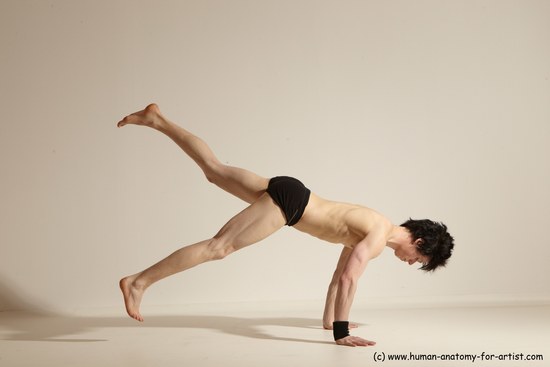 Underwear Gymnastic poses Man White Athletic Short Black Dancing Dynamic poses Academic