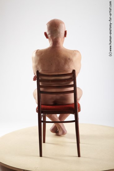 and more Nude Man White Sitting poses - simple Slim Bald Grey Sitting poses - ALL Realistic